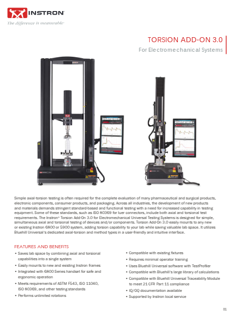 Torsion Add On 3.0 for Electromechanical Testing Systems Data Sheet