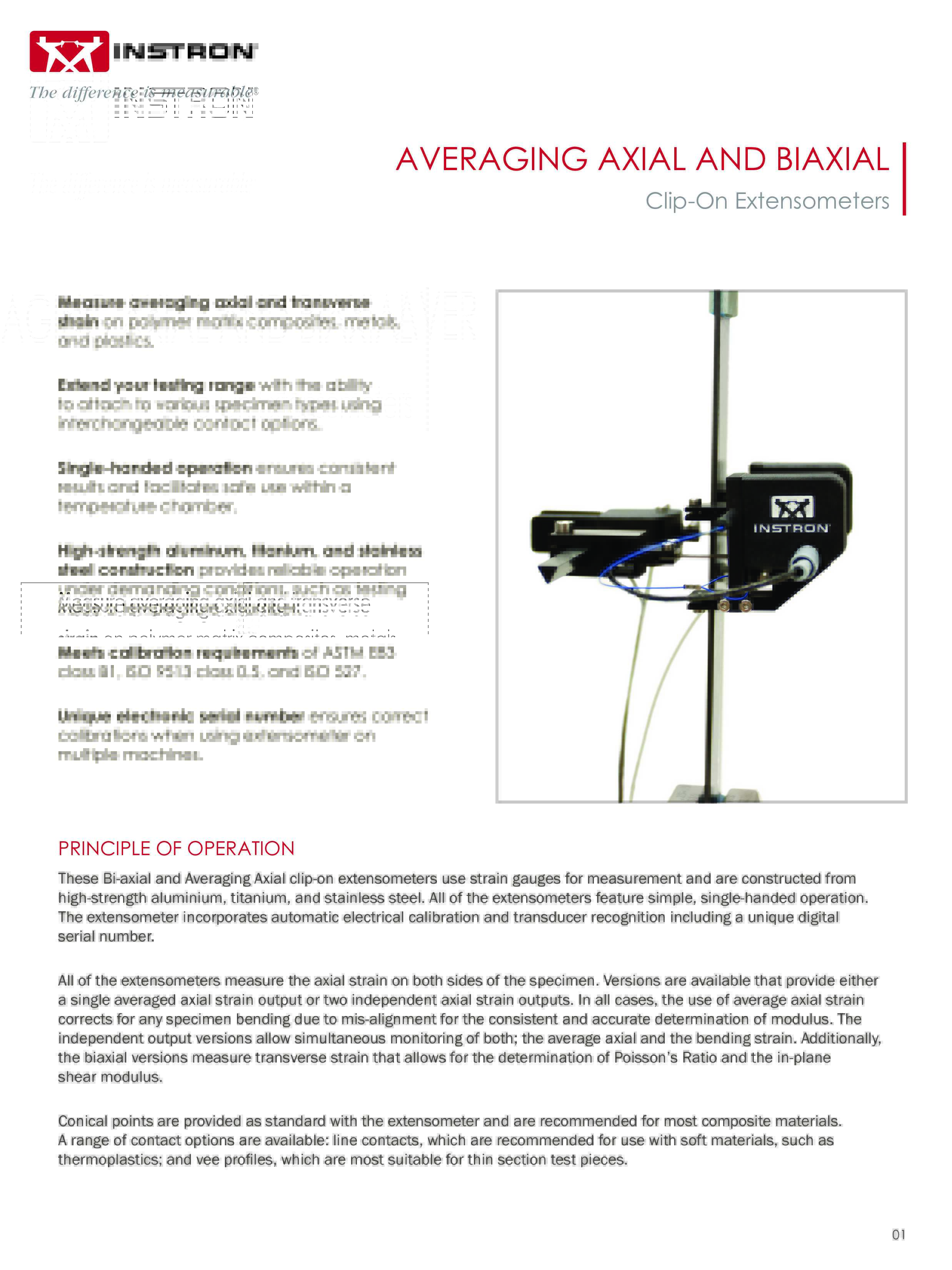 Averaging Axial and Biaxial Clip-On Extensometers