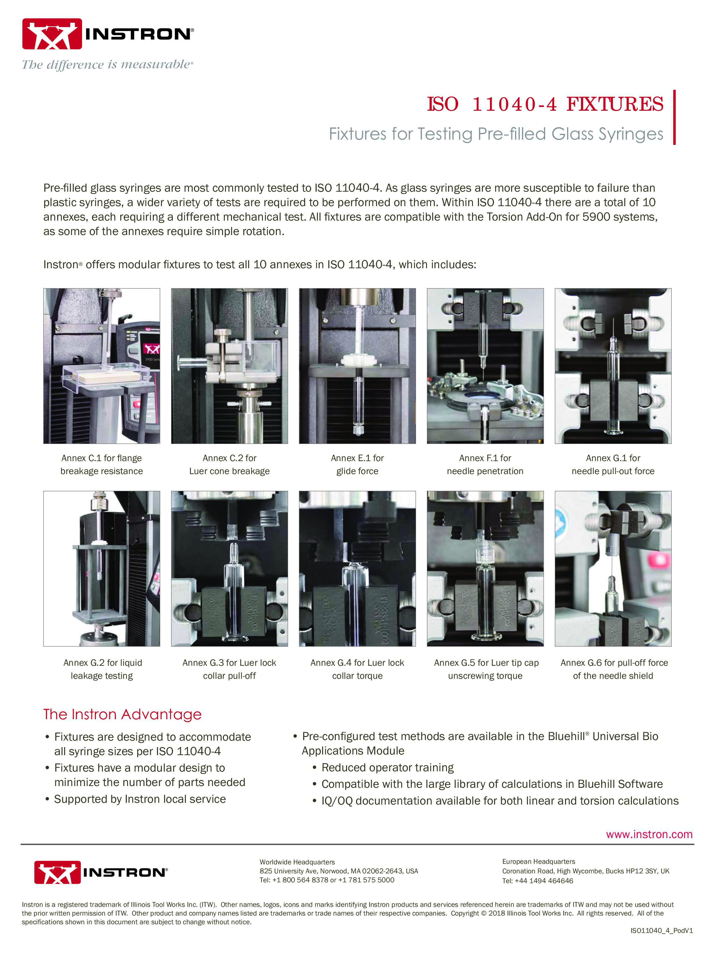 ISO 11040 4 Fixtures for Testing Prefilled Glass Syringes