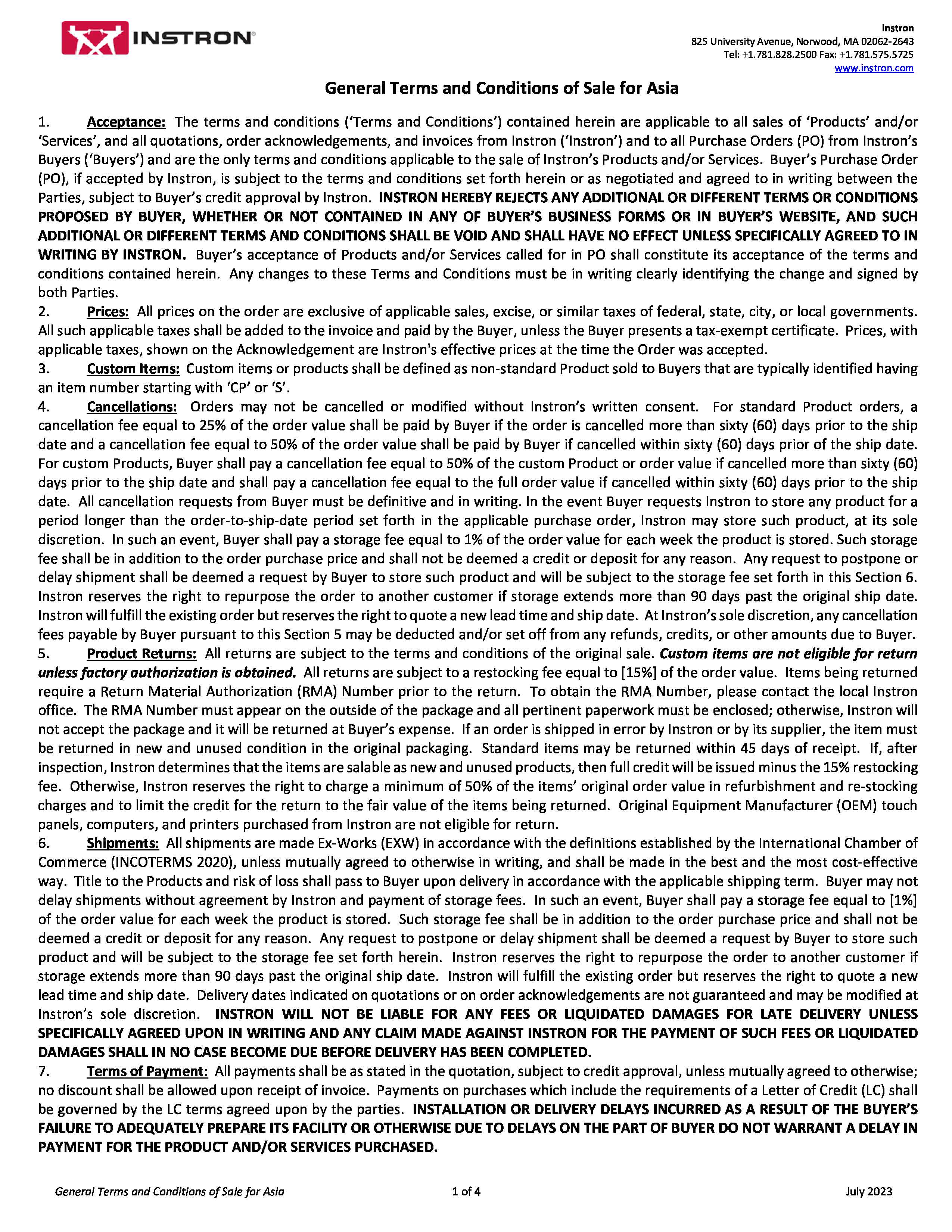 Terms and Conditions – Asia