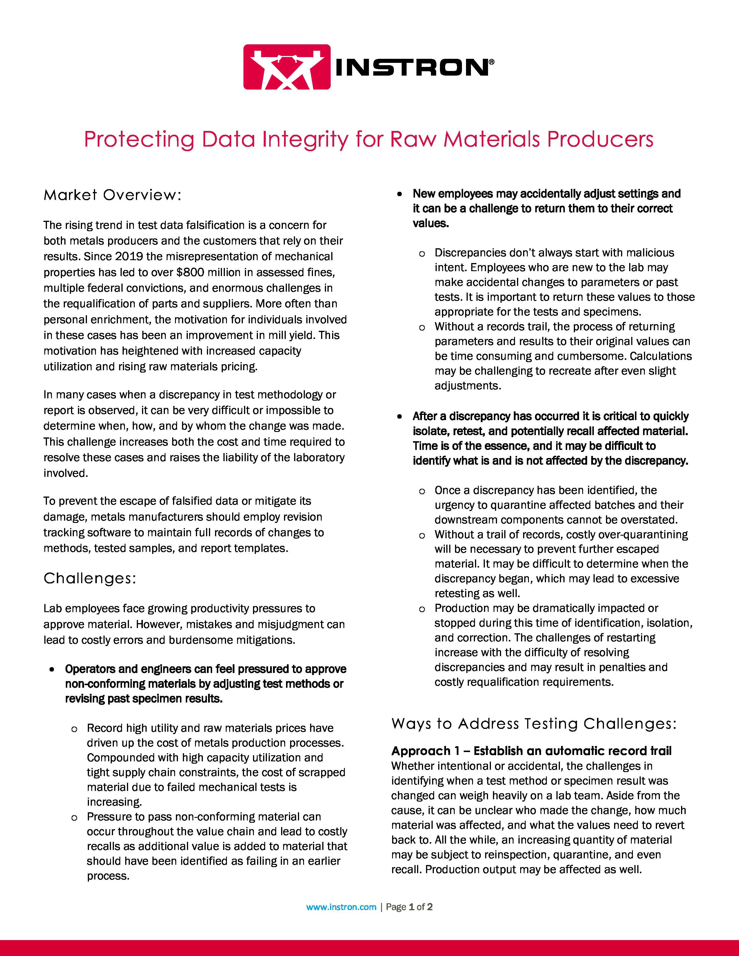 Protecting Data Integrity for Raw Materials Producers