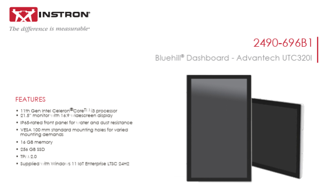 Bluehill Dashboard Data Sheet