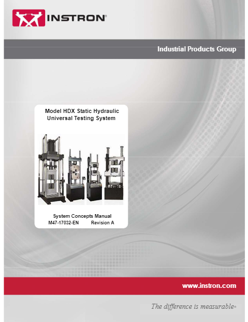 HDX Static Hydraulic Universal Testing System – System Concepts Manual